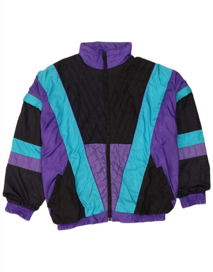 vintage Mens Survêtement Top Veste Grand Violet Colourblock Nylon