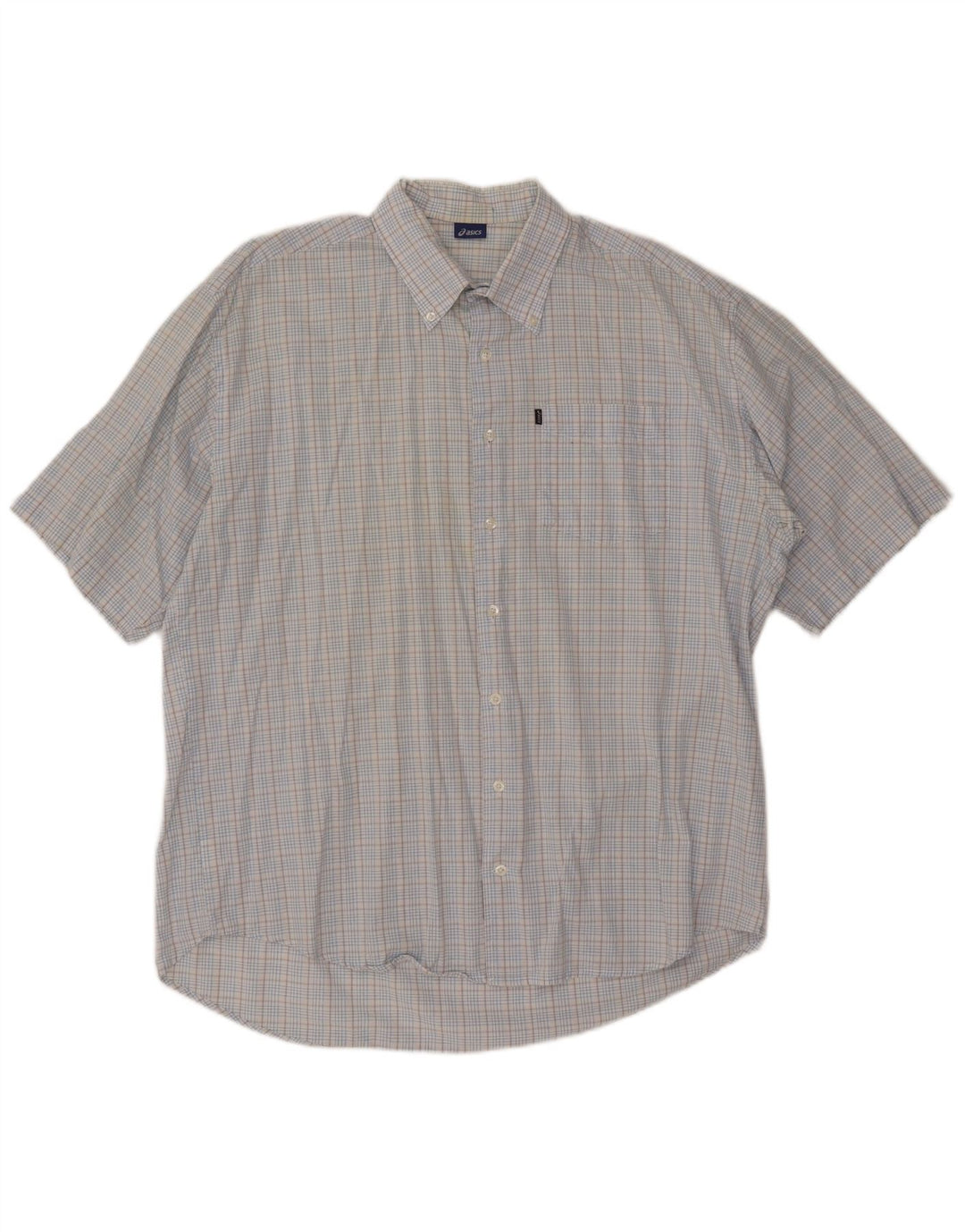 ASICS Chemise à manches courtes pour homme 2XL en coton à carreaux bleu