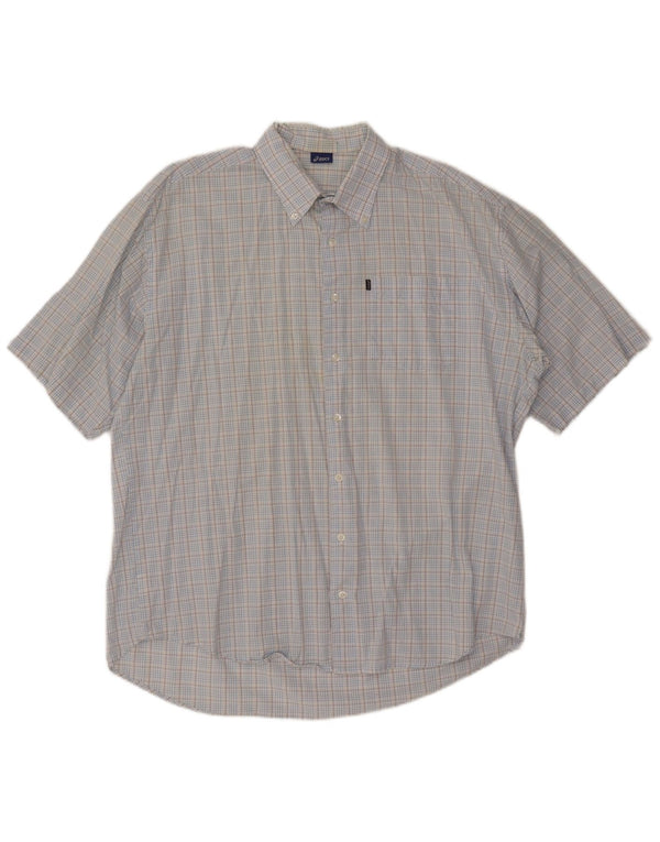 ASICS Chemise à manches courtes pour homme 2XL en coton à carreaux bleu