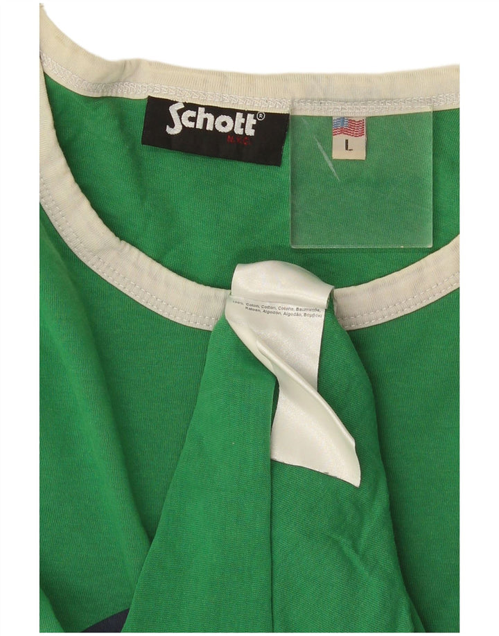 Schott T-Shirt Graphique Homme Grand Vert Coton