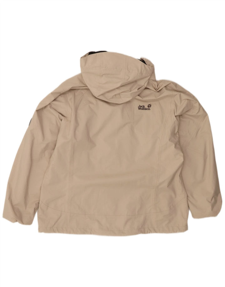JACK WOLFSKIN Veste de pluie à capuche pour femme UK 18/20 XL Beige Polyester