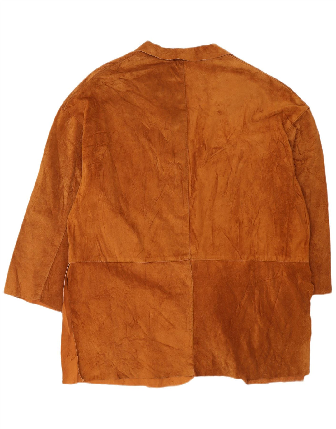 VINTAGE Manteau en daim surdimensionné pour femme UK 14 Cuir marron moyen