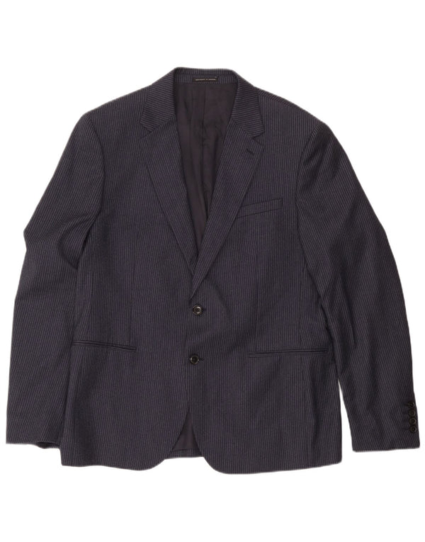 Reiss Veste blazer à 2 boutons pour homme UK 40 Grande laine à fines rayures bleu marine