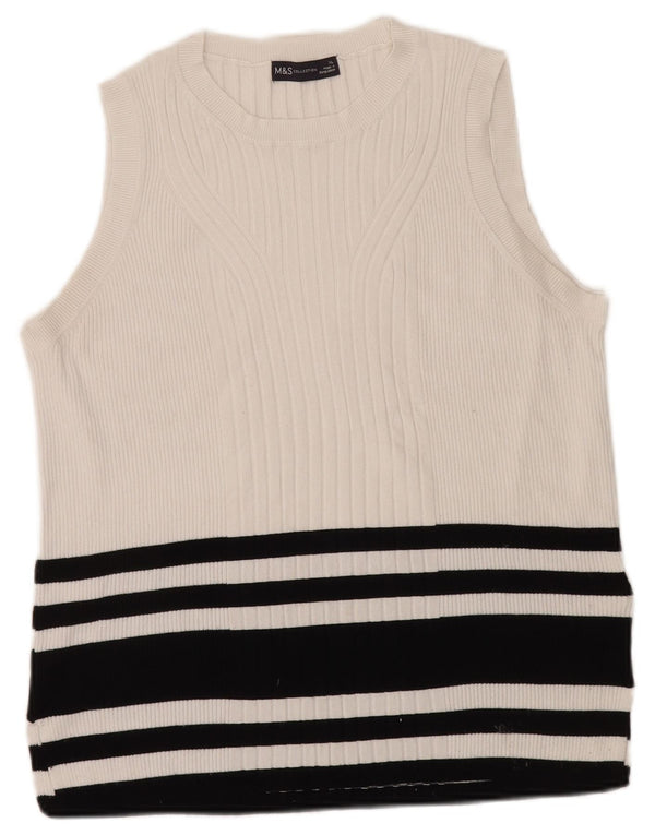 Marks & Spencer Débardeur pour femme UK 18 XL Viscose rayée blanche