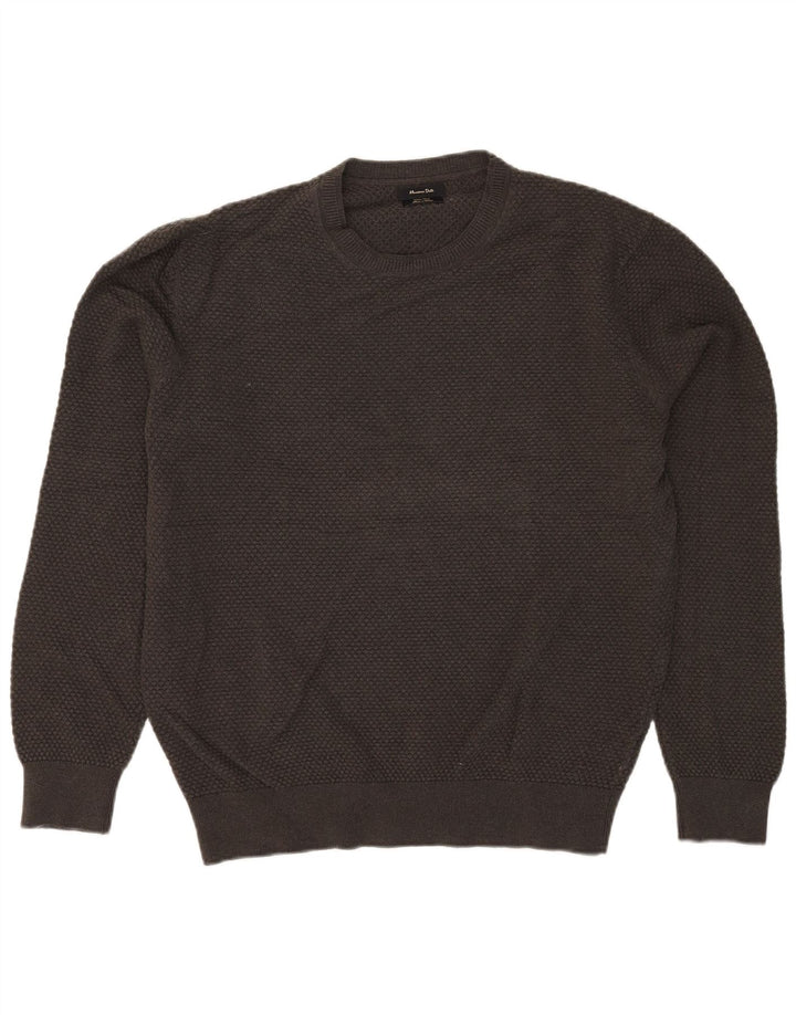 MASSIMO DUTTI Pull col rond homme grand coton kaki