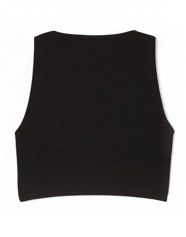 Zara Womens Crop Débardeur UK 8 Petit Noir