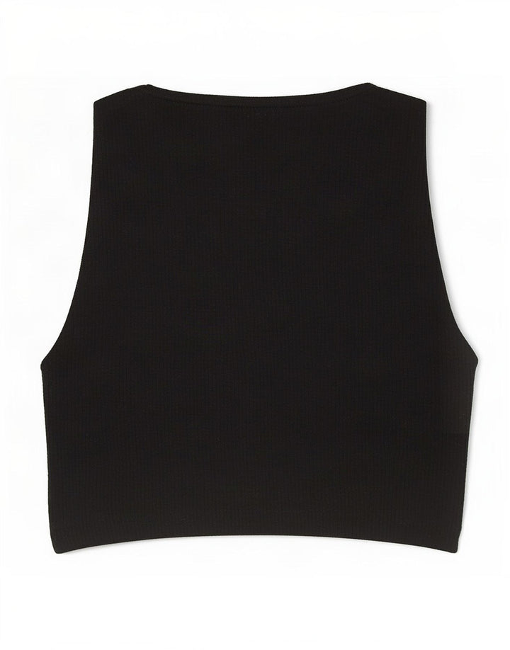 Zara Womens Crop Débardeur UK 8 Petit Noir