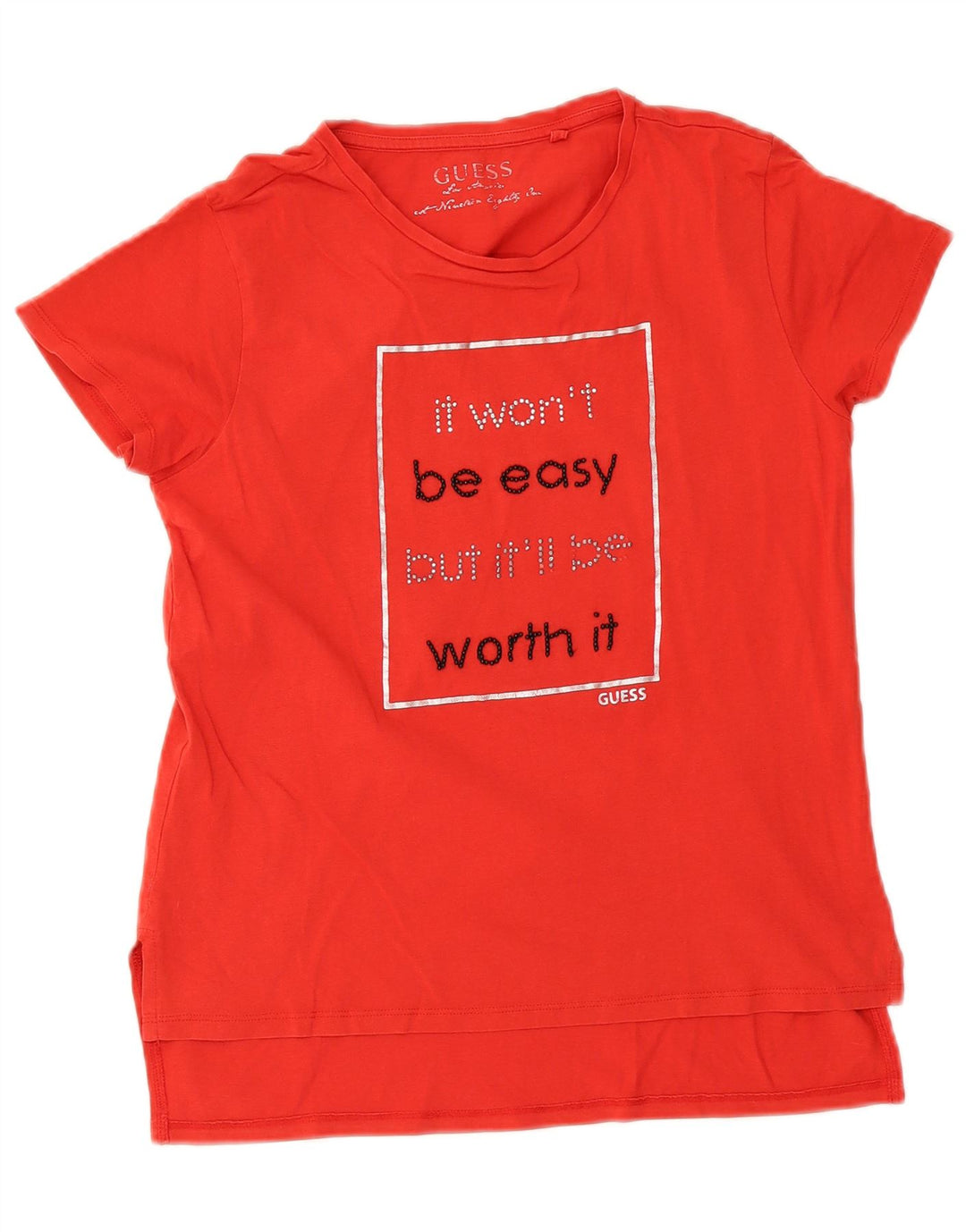 Guess T-shirt graphique pour femme UK 12 Rouge moyen