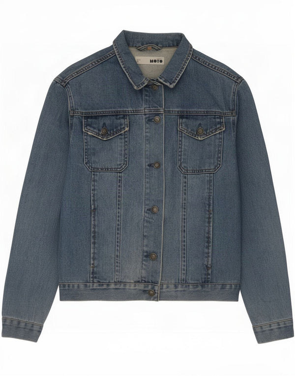 Moto Womens Denim Jacket UK 12 Medium Blue Cotton