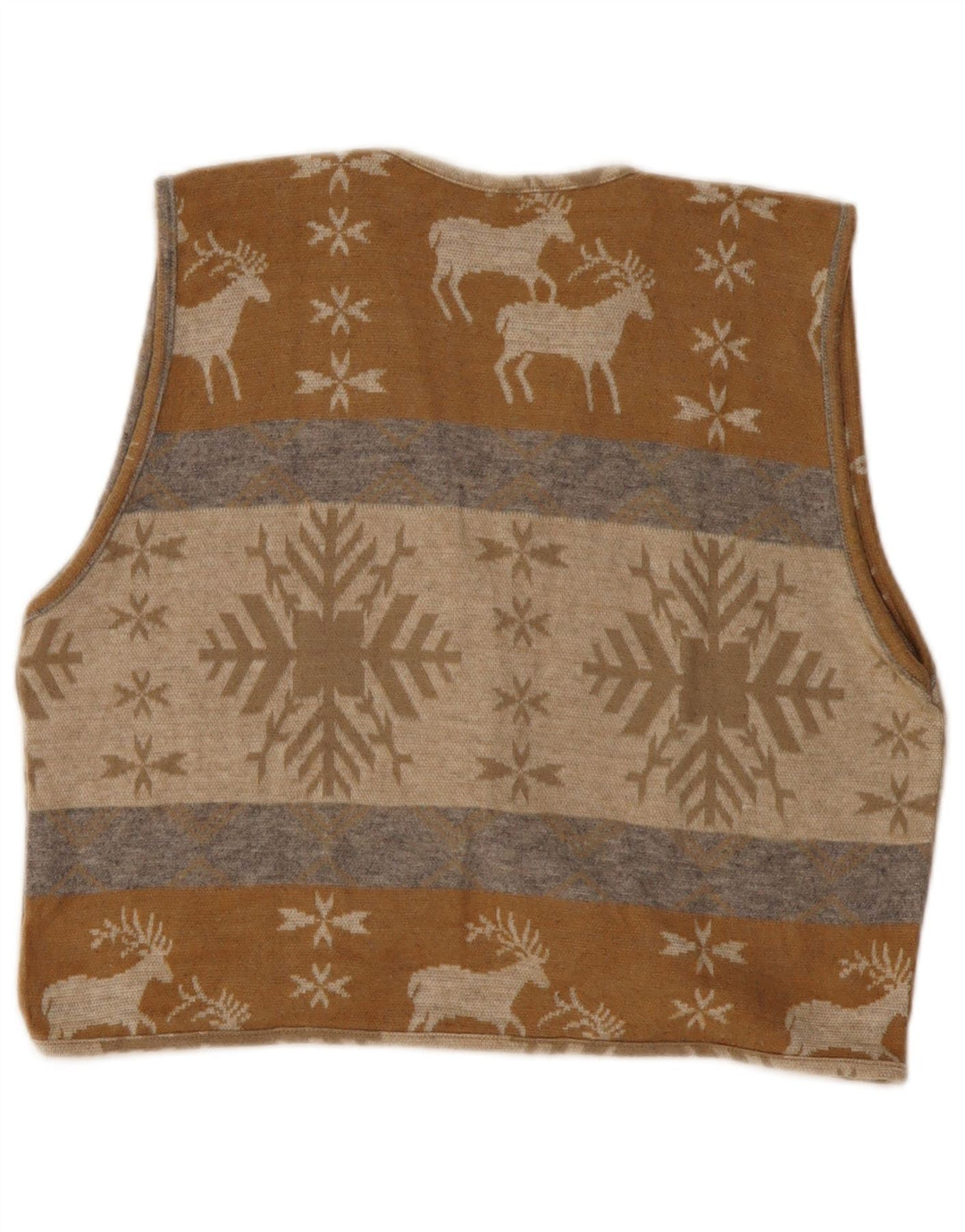 VINTAGE Femmes Crop Cardigan Pull UK 14 Moyen Beige Fair Isle