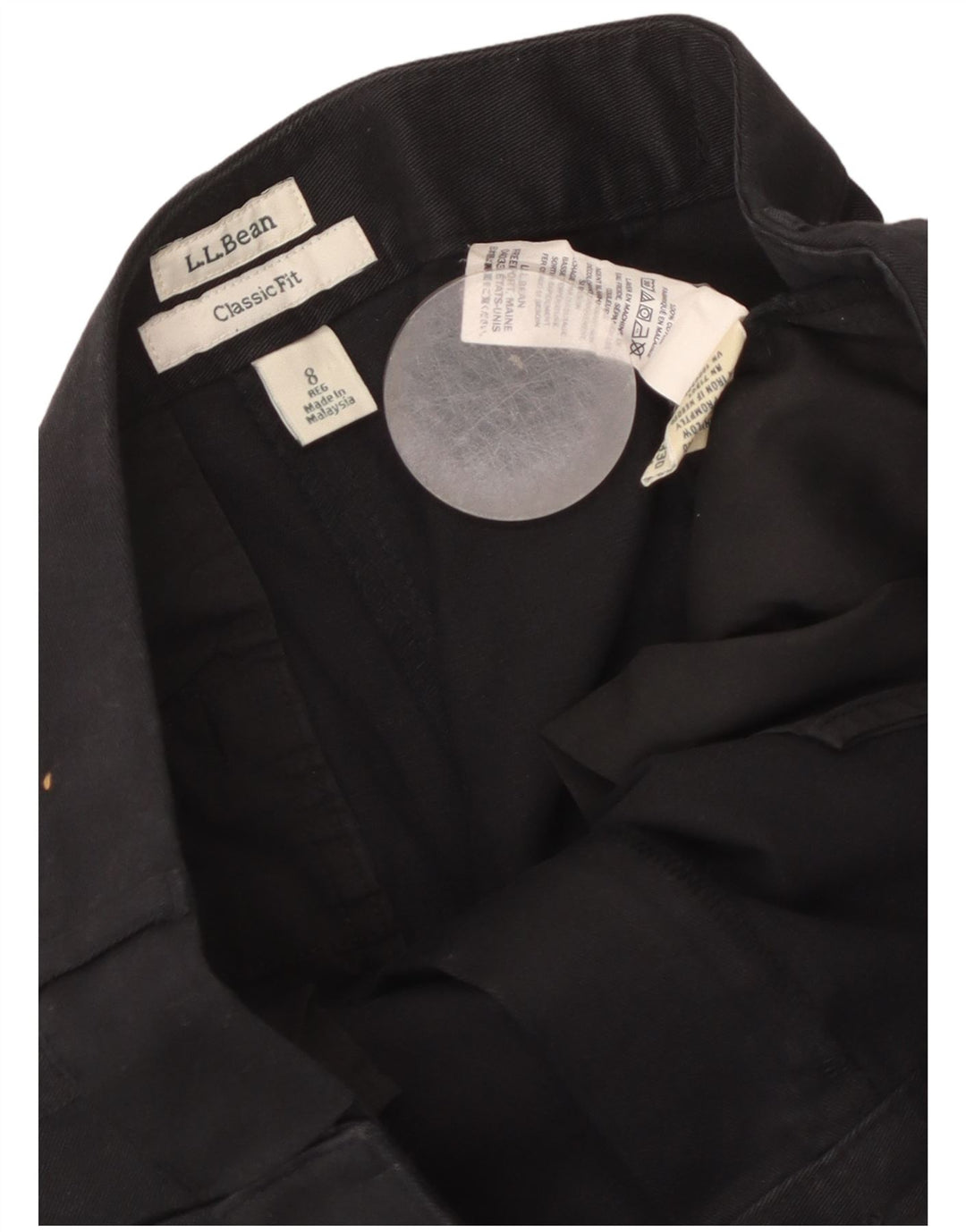 L.L.Bean Pantalon Chino Droit Femme US 8 Medium W30 L27 Coton Noir