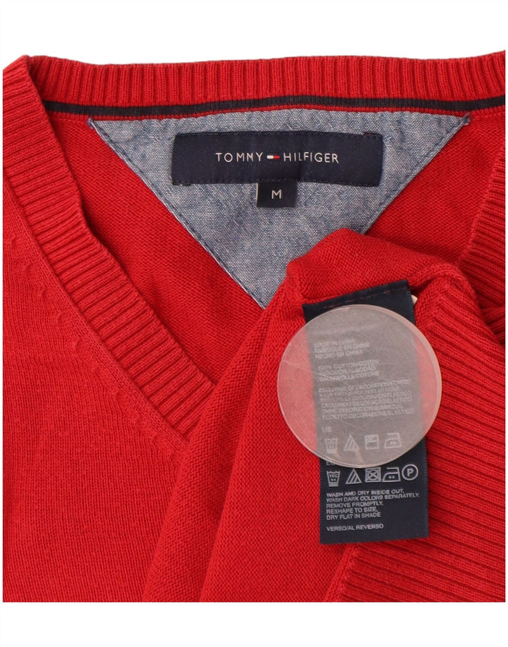 TOMMY HILFIGER Pull Col V Homme Rouge Moyen Coton