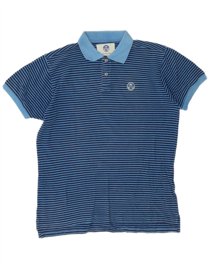 North Sails Polo Homme Large Bleu Rayé Coton