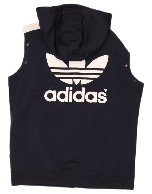 Adidas Pull à capuche zippé sans manches pour garçon 15-16 ans Bleu marine