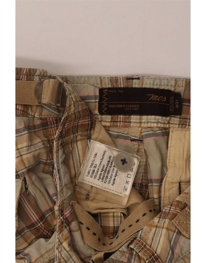 Marlboro Classics Short cargo pour homme W31 en coton à carreaux beige moyen