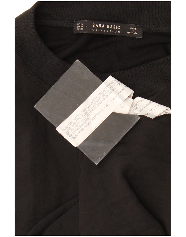 ZARA Femme Tunique Asymétrique Sans Manches UK 12 Medium Black Colourblock