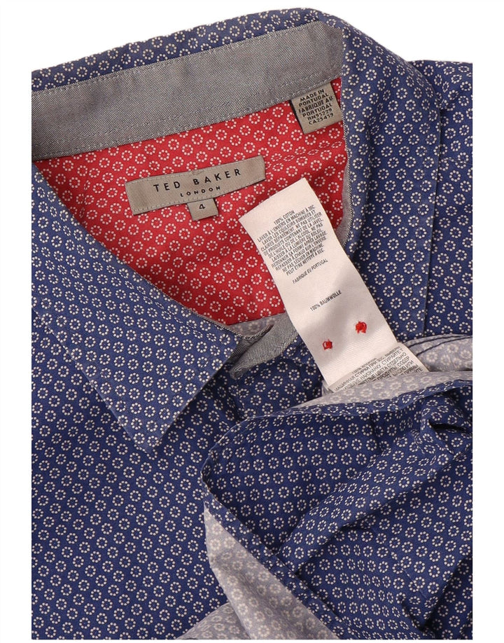 Ted Baker Chemise Homme Taille 4 Grand Coton À Pois Bleu