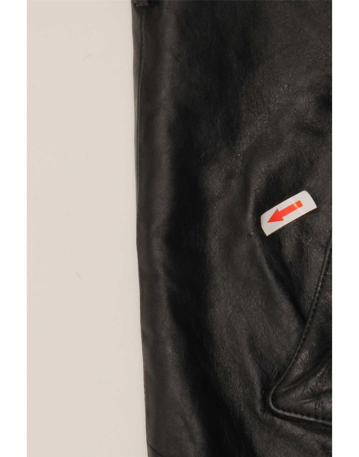 veste en cuir homme vintage UK 36 Petit colorblock noir