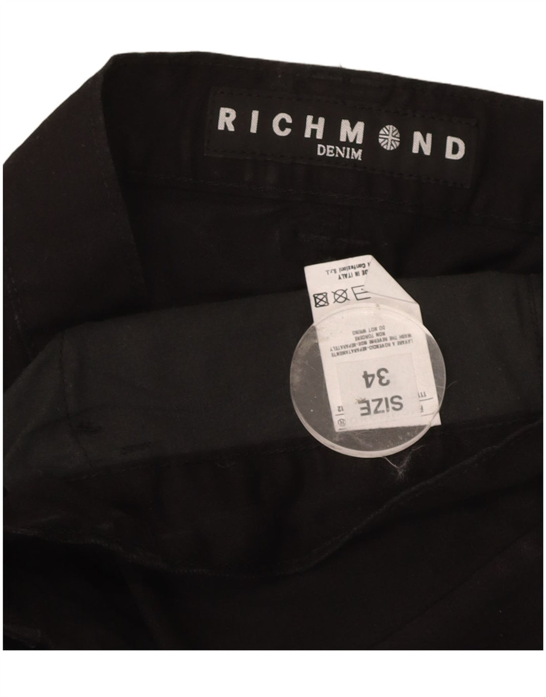 RICHMOND Womens Straight Jeans W34 L30 Black Cotton