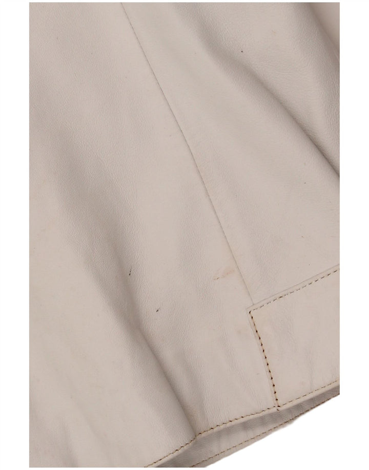 Arlen Ness Veste de motard en cuir pour femme UK 18 XL Cuir blanc cassé