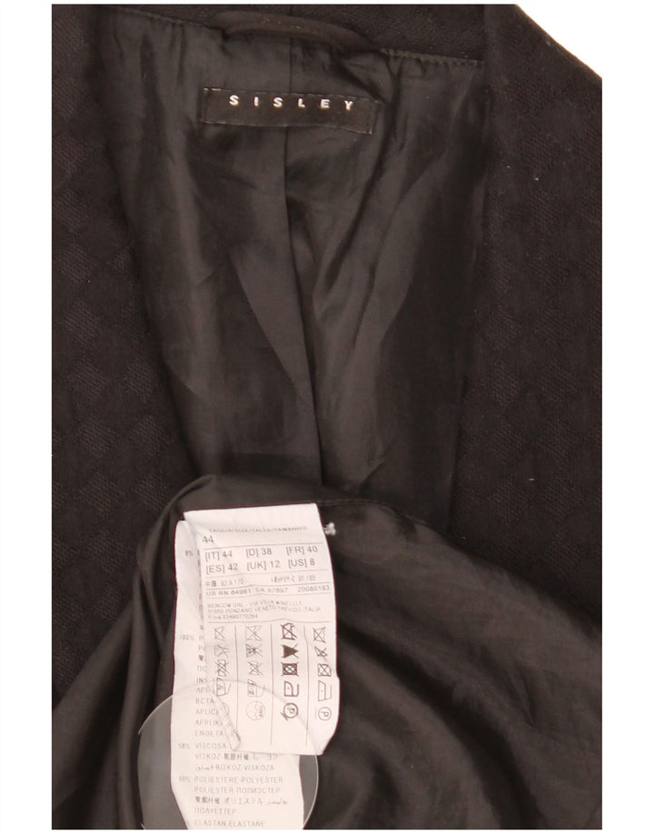 Sisley Veste blazer longue sans manches pour femme UK 12 Noir moyen