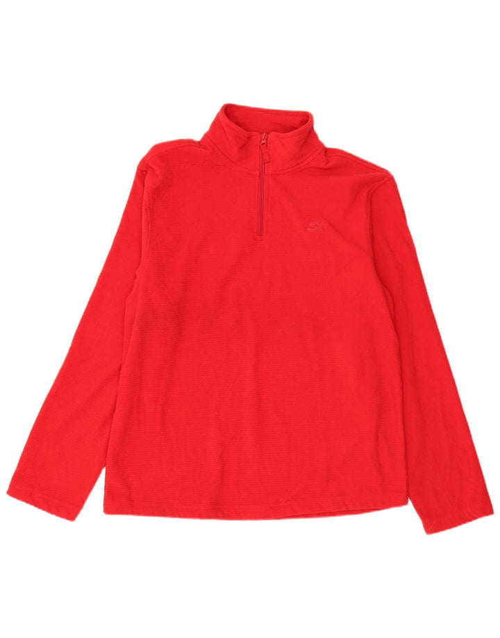 STARTER Mens Zip Neck Fleece Jumper Medium Red Polyester