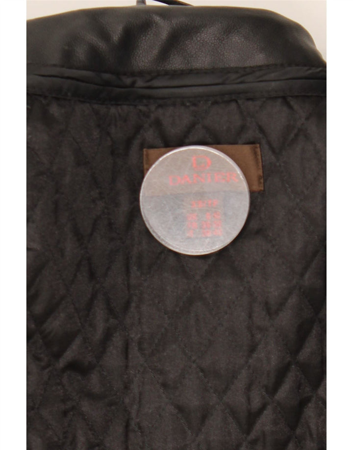 Danier Veste en cuir à capuche pour femme UK 8/10 Petit cuir noir