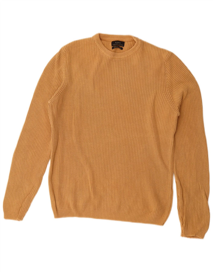 Zara Pull à col rond en coton beige moyen pour homme