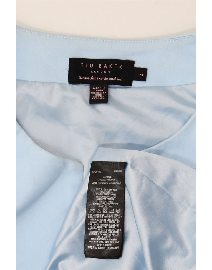 TED BAKER Robe moulante sans manches pour femme Taille 4 Grand Bleu Colorblock