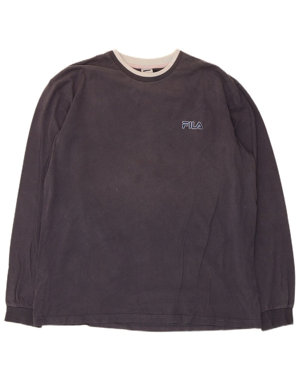 Fila Haut à manches longues pour hommes en coton gris Large