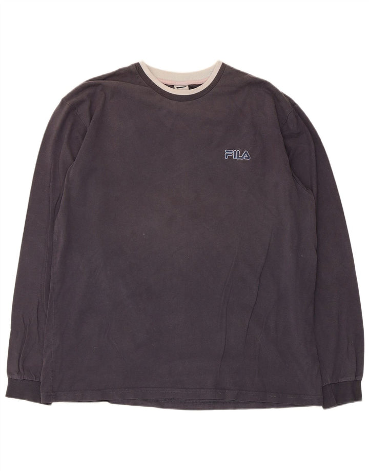 Fila Haut à manches longues pour hommes en coton gris Large