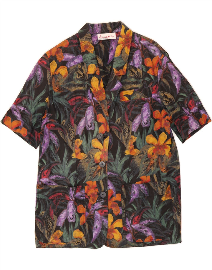 LAURA BIAGIOTTI Womens Blazer Jacket UK 16 Large Multicoloured Floral Vintage Laura Biagiotti and Second-Hand Laura Biagiotti from Messina Hembry 