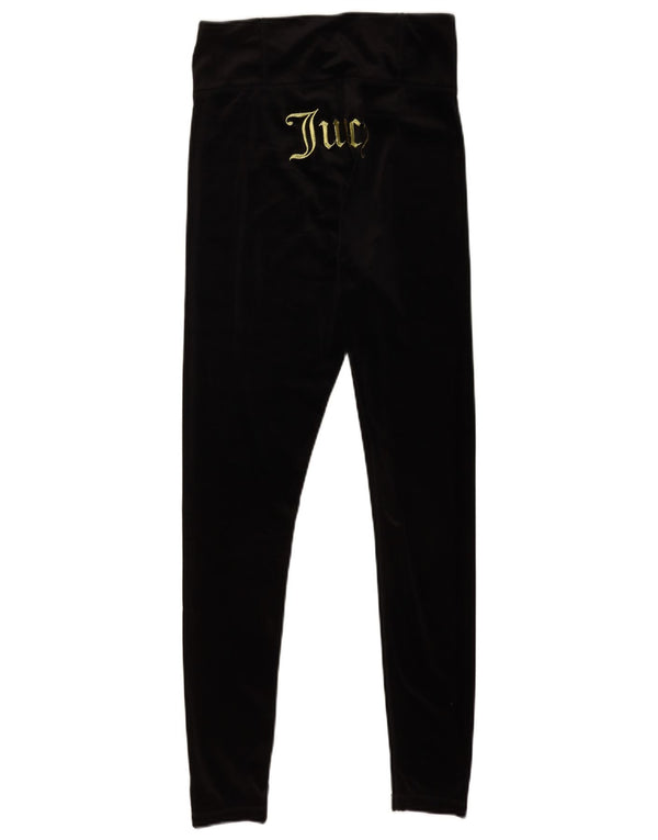 Juicy Couture Legging graphique en velours pour femme UK 12 Noir moyen Polyester