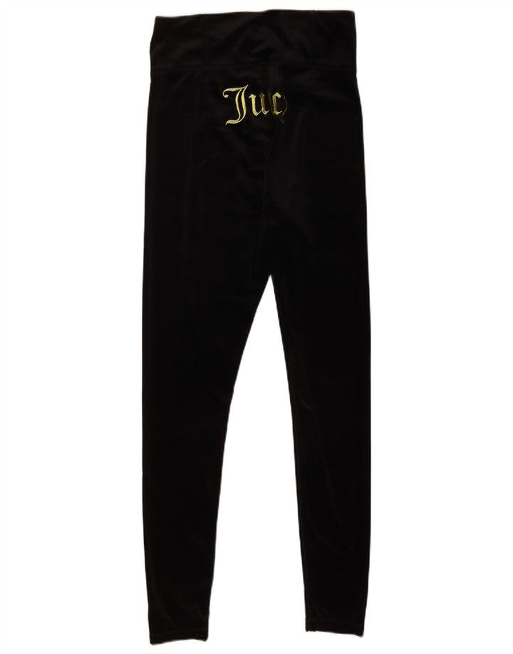 Juicy Couture Legging graphique en velours pour femme UK 12 Noir moyen Polyester