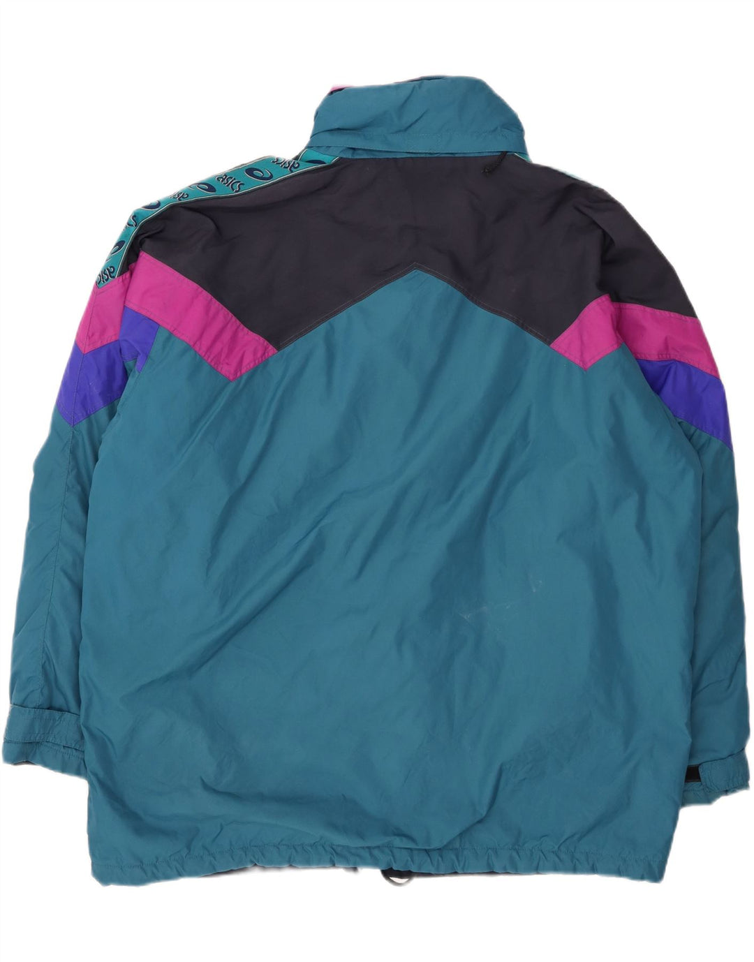 ASICS Veste coupe-vent pour homme UK 42 XL Bleu Colorblock Polyamide