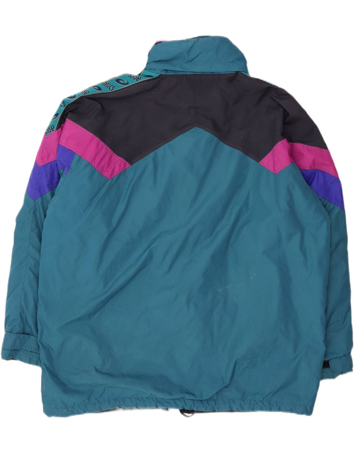 ASICS Veste coupe-vent pour homme UK 42 XL Bleu Colorblock Polyamide