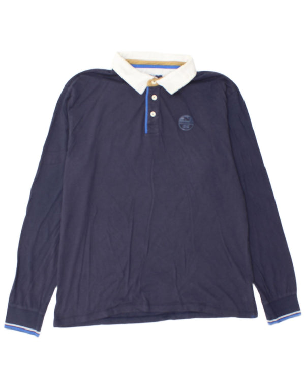 North Sails Polo de rugby à manches longues pour homme 2XL en coton bleu marine