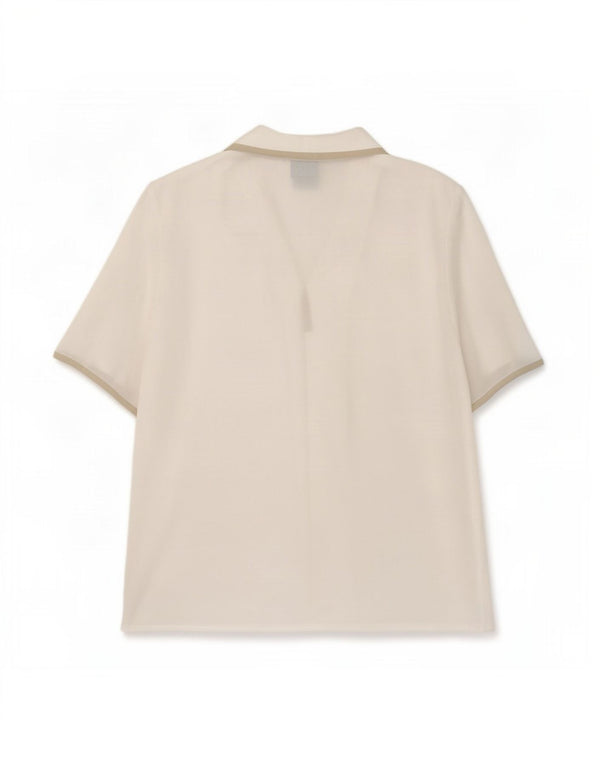 Luisa Spagnoli Chemisier à manches courtes pour femme IT 46 Large Blanc Polyester