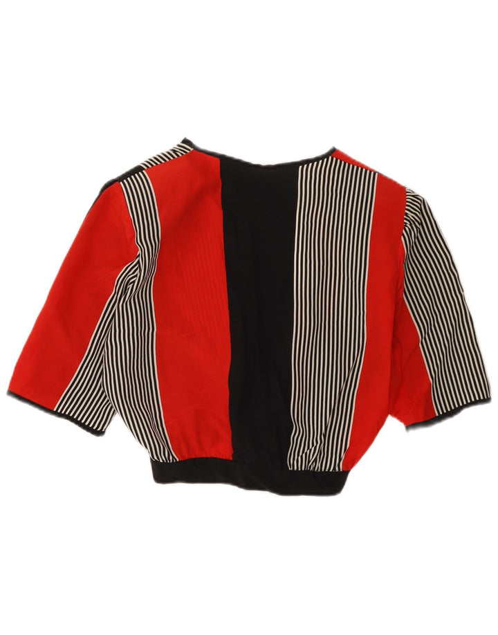vintage Womens Crop Cardigan Top UK 12 Moyen Multicolore Rayé