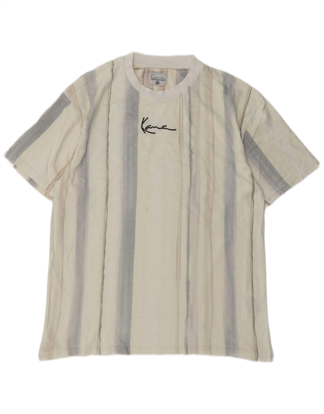 KARL KANI Haut T-Shirt Graphique en Coton Rayé Beige Moyen Homme