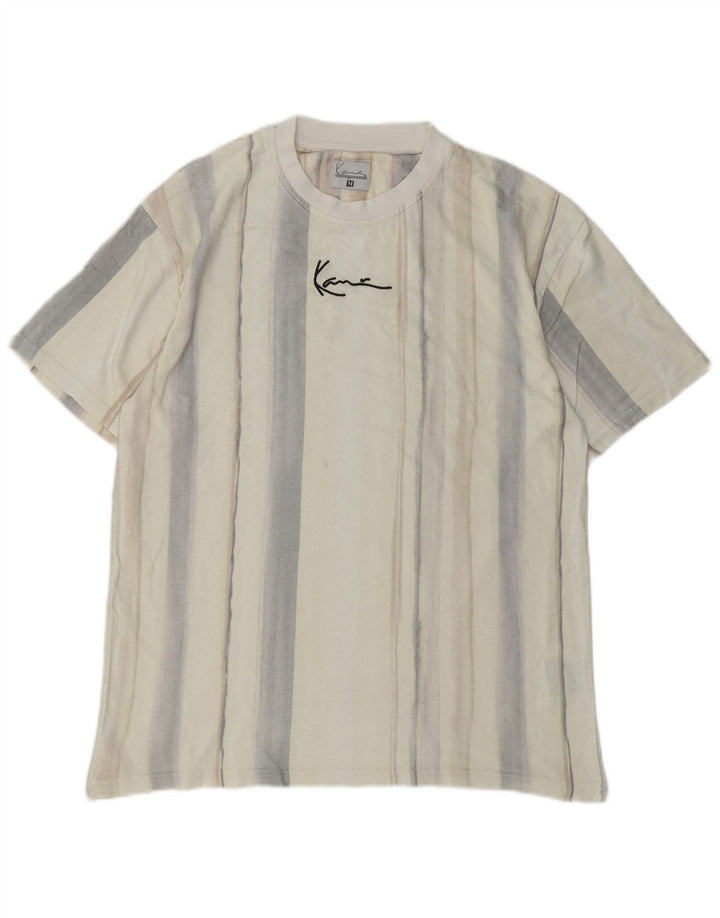 KARL KANI Haut T-Shirt Graphique en Coton Rayé Beige Moyen Homme