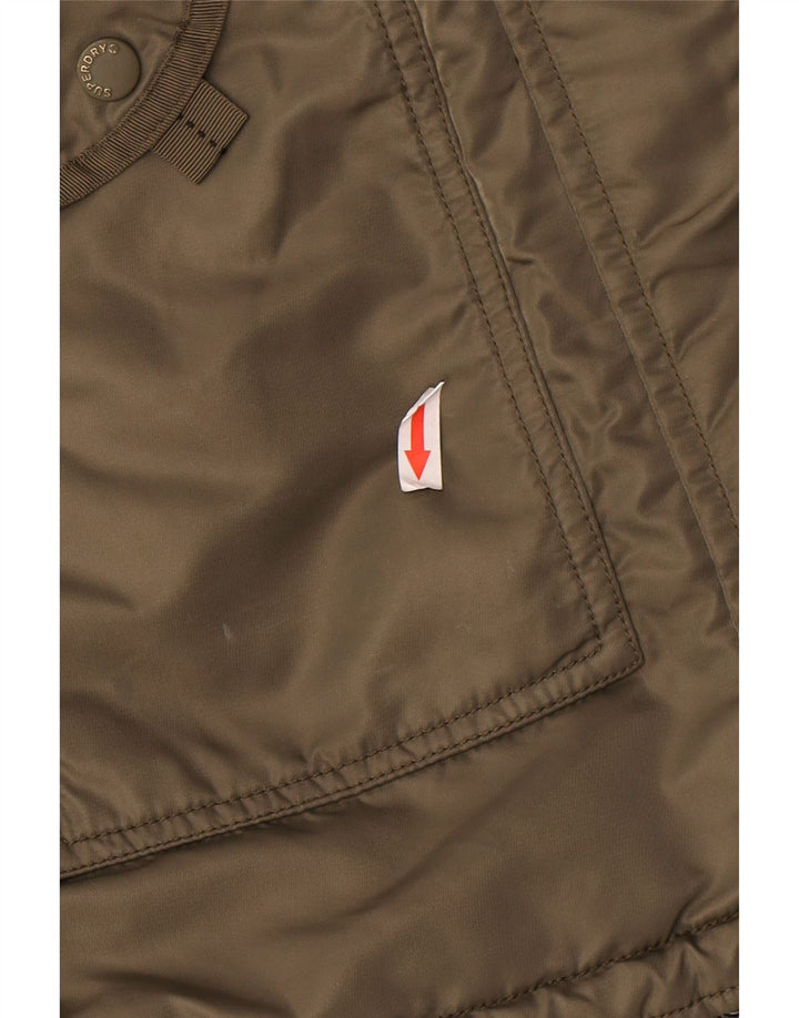 Superdry Parka à capuche pour femme UK 10 Small Vert Polyester