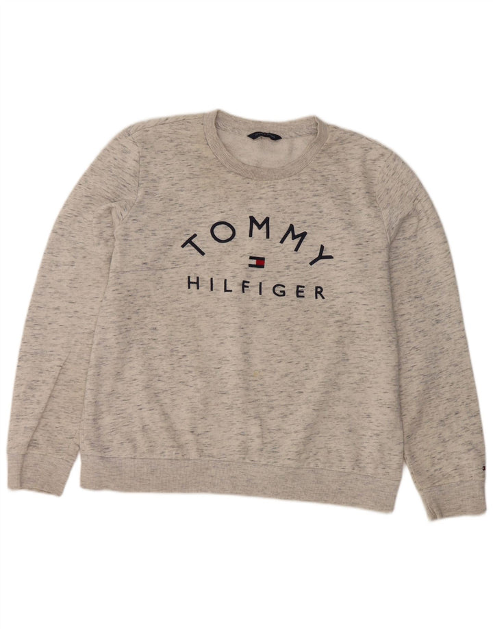 Tommy Hilfiger Sweat-shirt graphique pour femme UK 12 Gris moyen moucheté