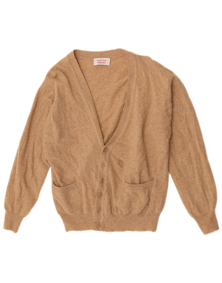 Benetton Cardigan Femme Pull UK 16 Large Marron Laine d'Agneau