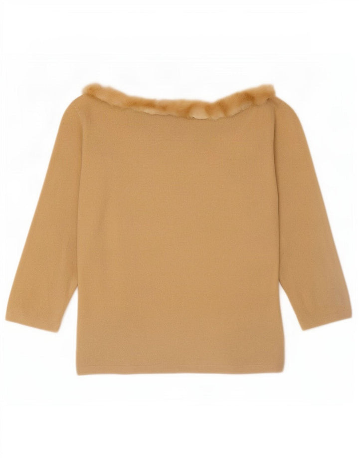 Luisa Spagnoli Haut Femme Manches 3/4 UK 12 Laine Beige Moyen