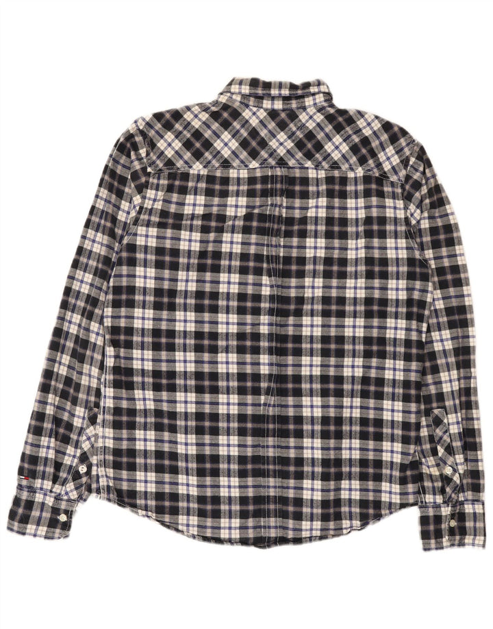 Tommy Hilfiger Chemise en flanelle pour homme en coton à carreaux bleus