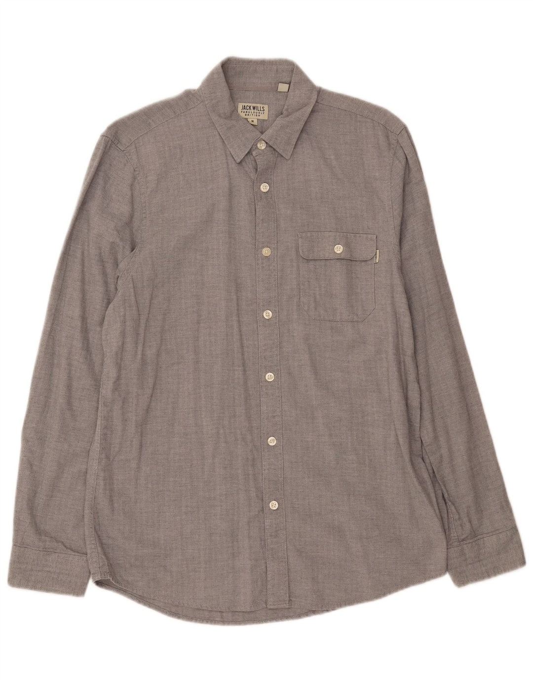 JACK WILLS Mens Shirt Medium Grey Chevron Cotton