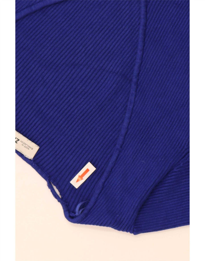 Zara Femme Crop Top UK 8 Small Bleu Viscose