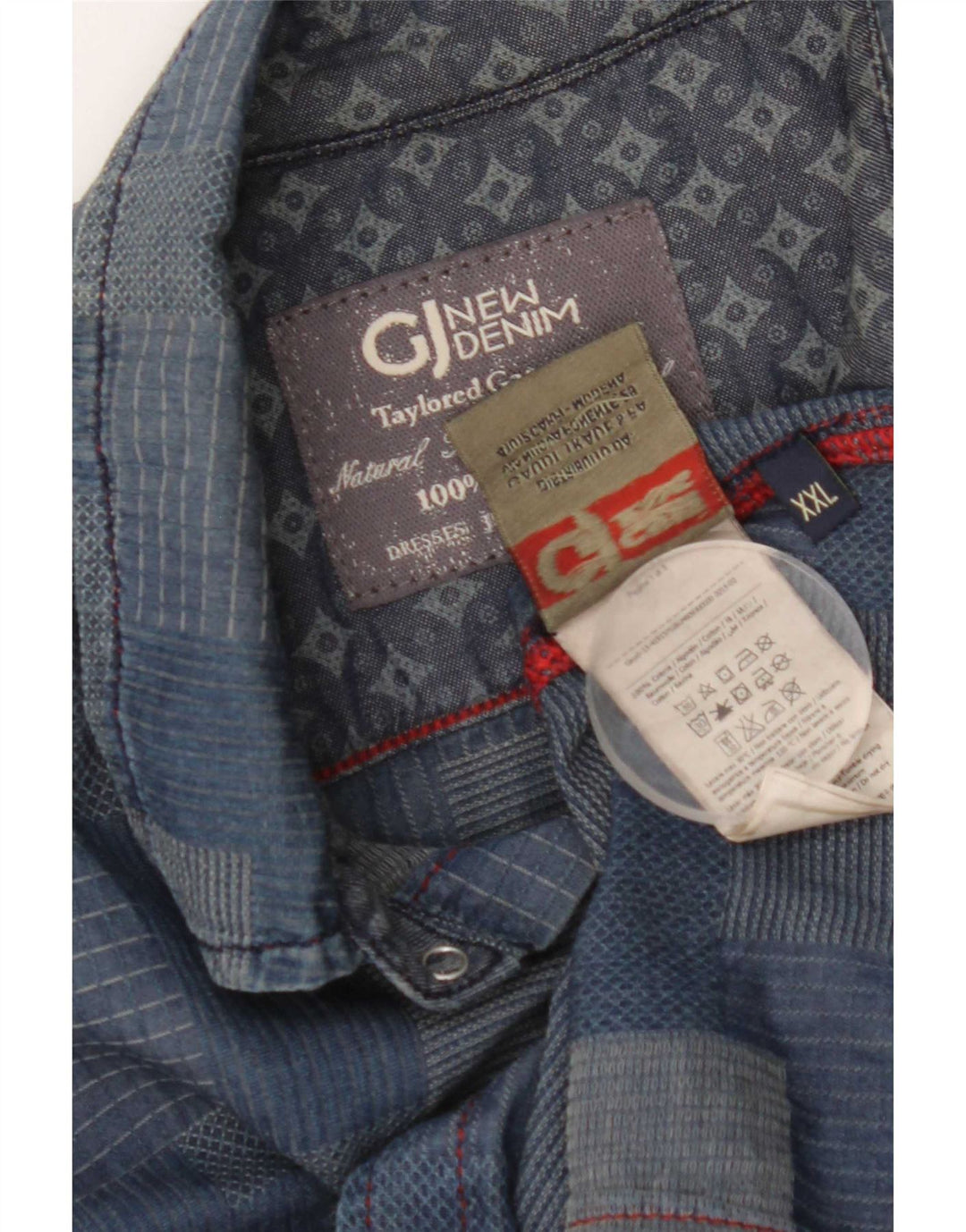 Chemise Homme Gaudi 2XL Bleu Patchwork Coton