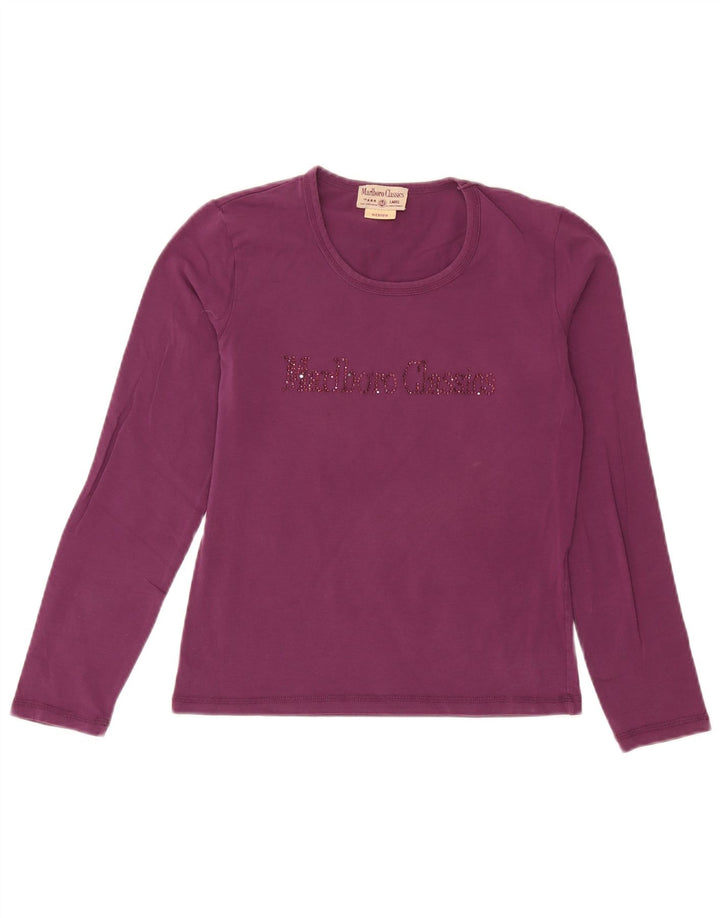Marlboro Classics Haut graphique à manches longues pour femme UK 12 Violet moyen